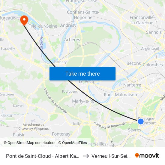 Pont de Saint-Cloud - Albert Kahn to Verneuil-Sur-Seine map