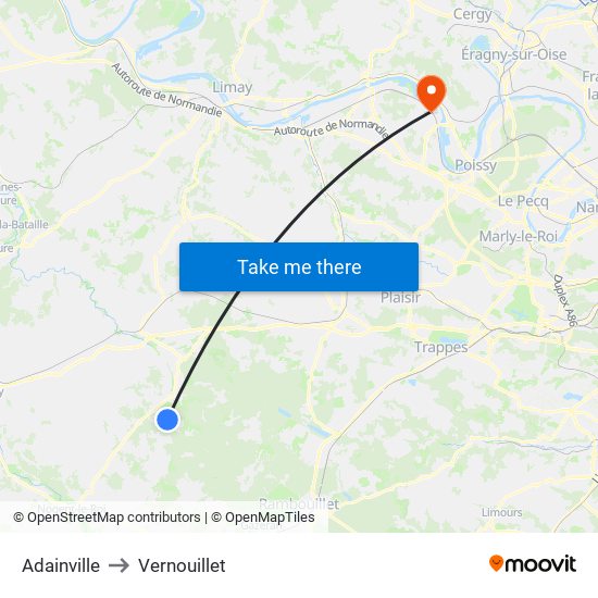 Adainville to Vernouillet map