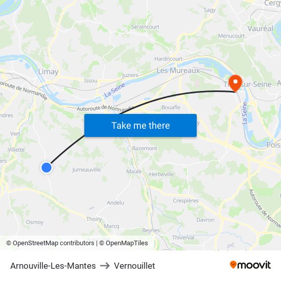 Arnouville-Les-Mantes to Vernouillet map