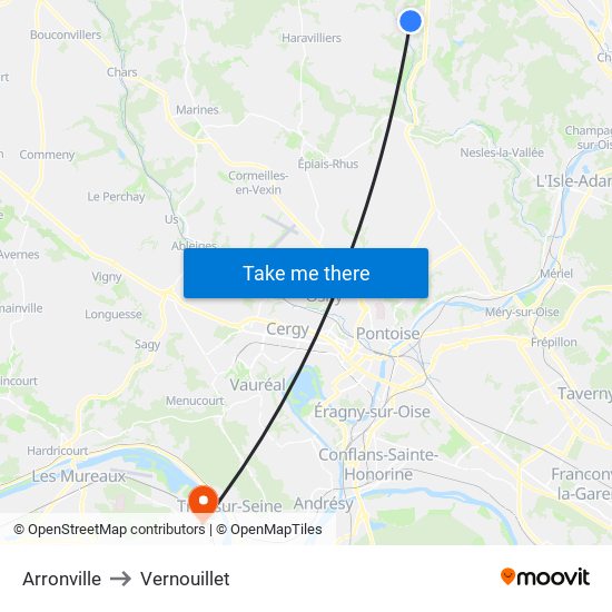 Arronville to Vernouillet map