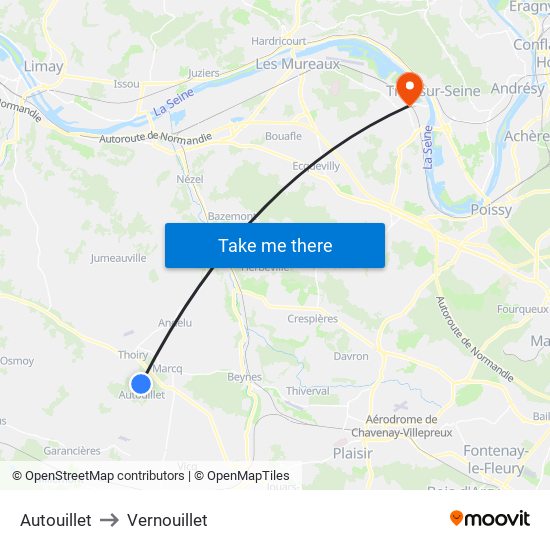 Autouillet to Vernouillet map