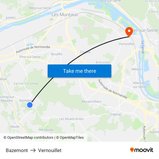 Bazemont to Vernouillet map