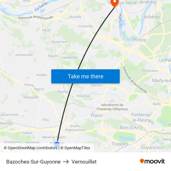 Bazoches-Sur-Guyonne to Vernouillet map