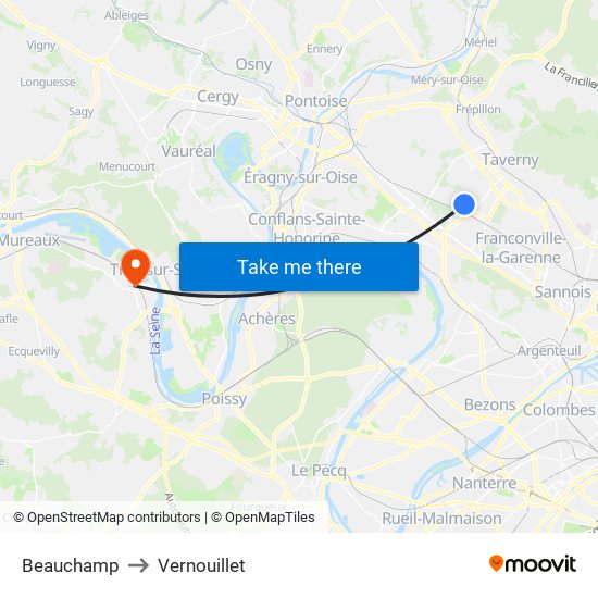 Beauchamp to Vernouillet map