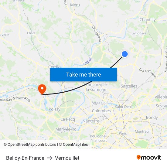 Belloy-En-France to Vernouillet map