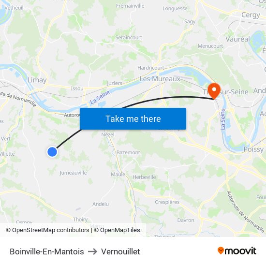 Boinville-En-Mantois to Vernouillet map