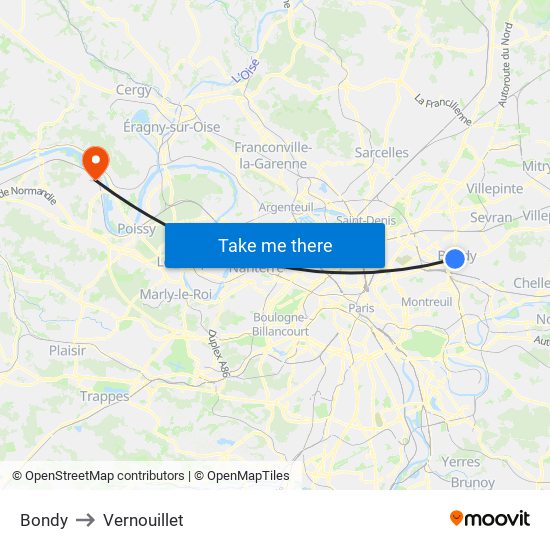 Bondy to Vernouillet map