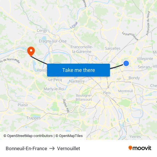Bonneuil-En-France to Vernouillet map