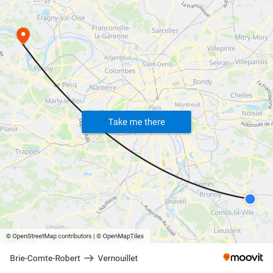 Brie-Comte-Robert to Vernouillet map