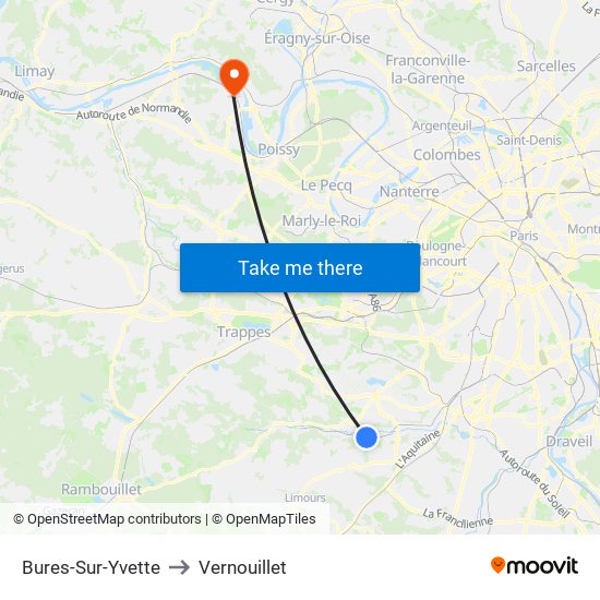 Bures-Sur-Yvette to Vernouillet map