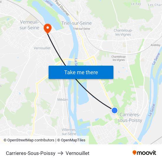 Carrieres-Sous-Poissy to Vernouillet map