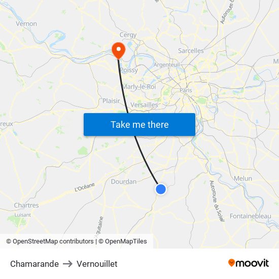 Chamarande to Vernouillet map