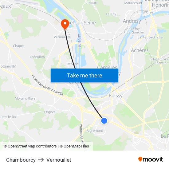 Chambourcy to Vernouillet map