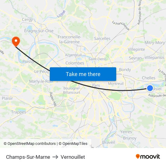 Champs-Sur-Marne to Vernouillet map
