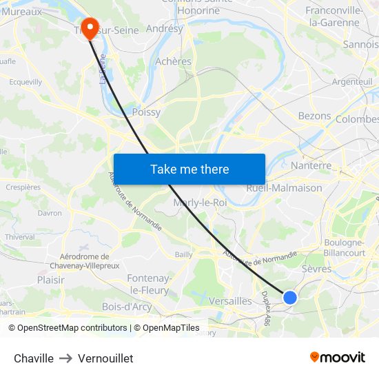 Chaville to Vernouillet map