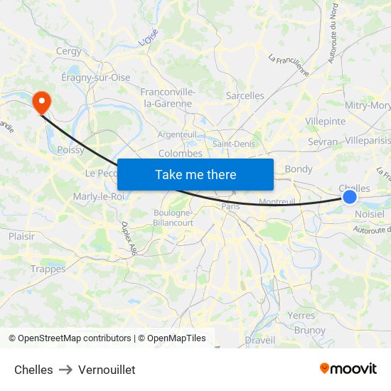 Chelles to Vernouillet map