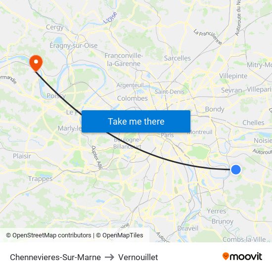 Chennevieres-Sur-Marne to Vernouillet map