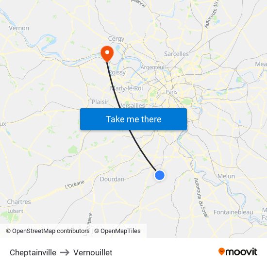 Cheptainville to Vernouillet map