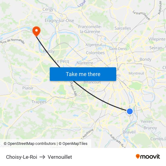 Choisy-Le-Roi to Vernouillet map