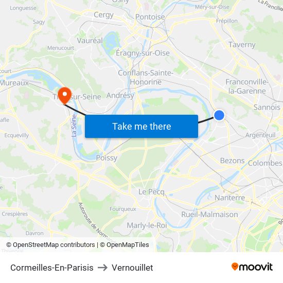 Cormeilles-En-Parisis to Vernouillet map