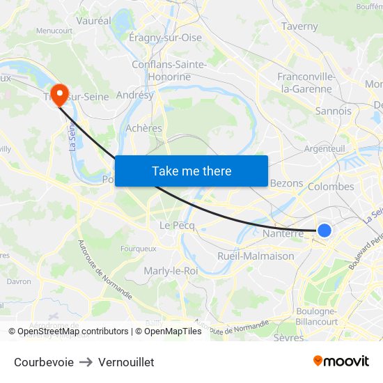 Courbevoie to Vernouillet map