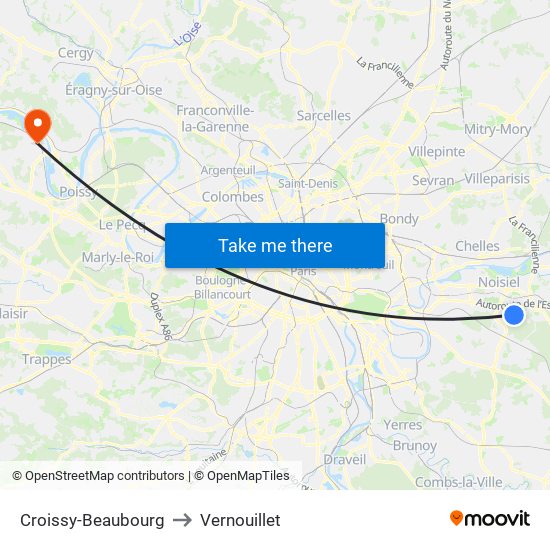 Croissy-Beaubourg to Vernouillet map
