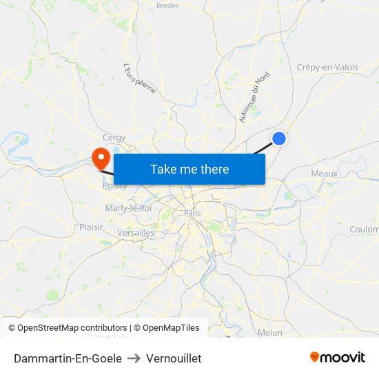 Dammartin-En-Goele to Vernouillet map
