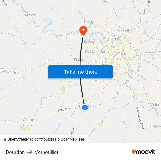 Dourdan to Vernouillet map