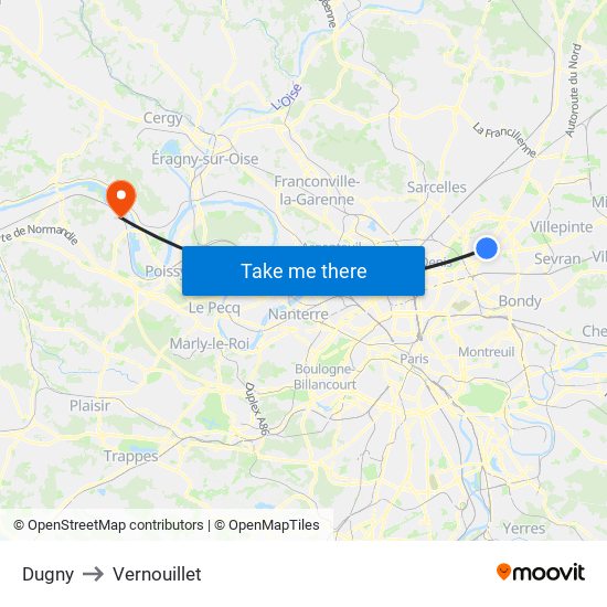 Dugny to Vernouillet map