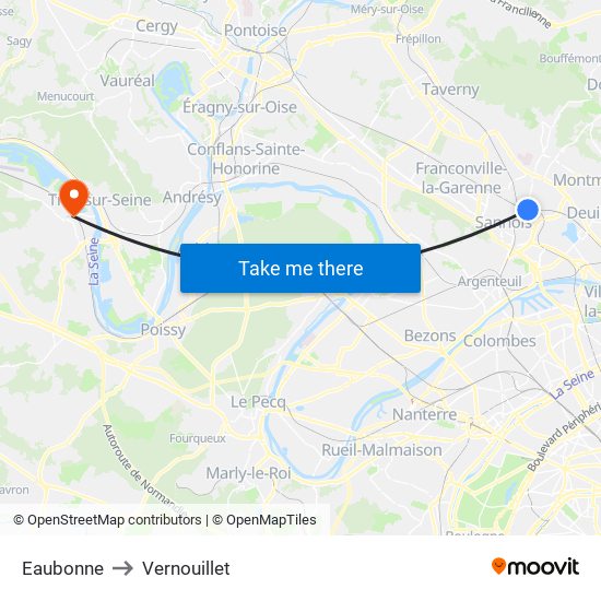Eaubonne to Vernouillet map