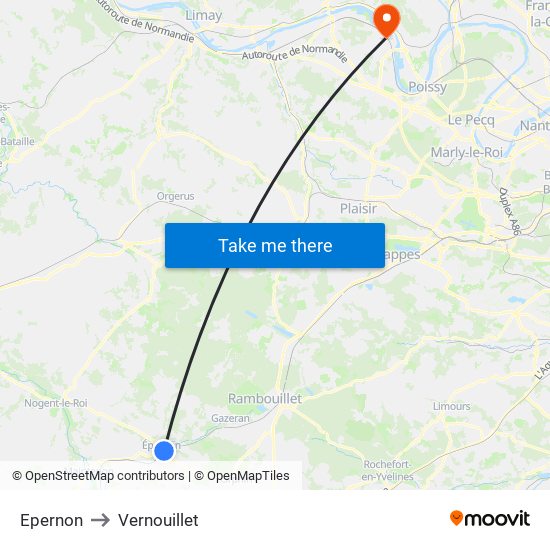 Epernon to Vernouillet map
