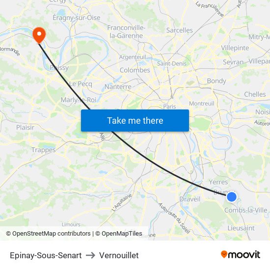 Epinay-Sous-Senart to Vernouillet map