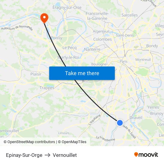 Epinay-Sur-Orge to Vernouillet map