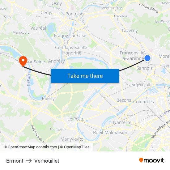 Ermont to Vernouillet map