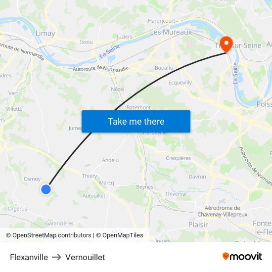 Flexanville to Vernouillet map