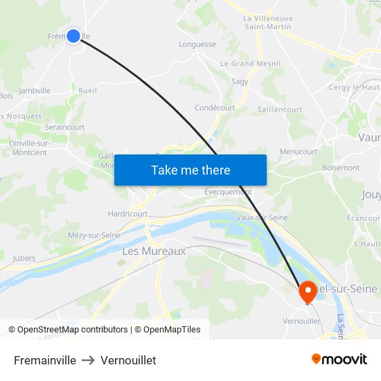 Fremainville to Vernouillet map