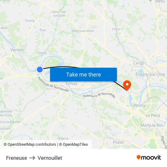 Freneuse to Vernouillet map