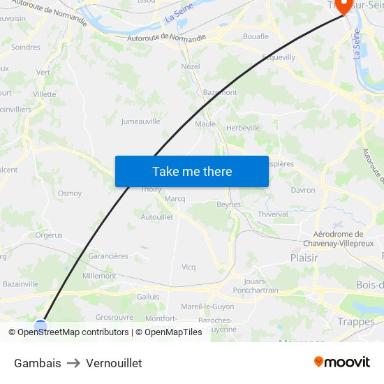 Gambais to Vernouillet map