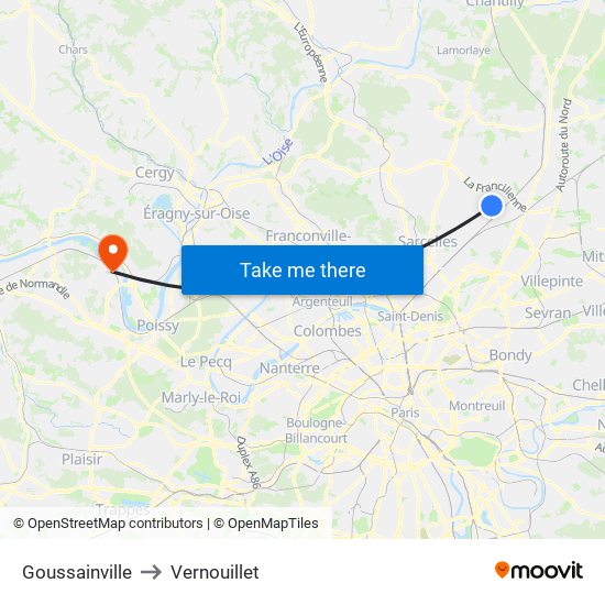 Goussainville to Vernouillet map