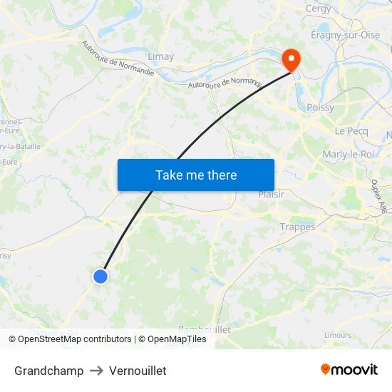 Grandchamp to Vernouillet map