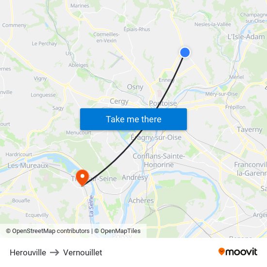 Herouville to Vernouillet map