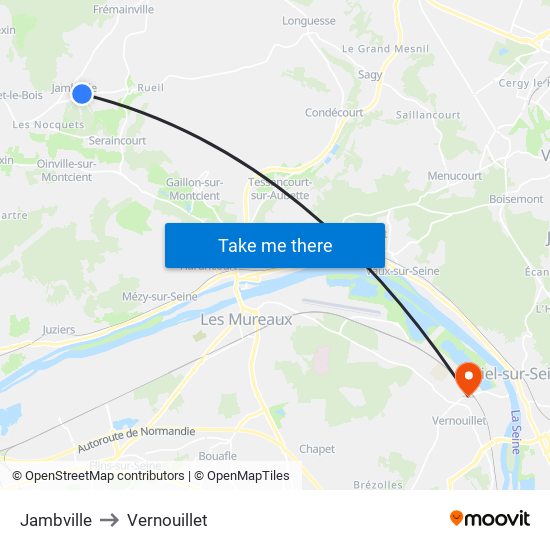 Jambville to Vernouillet map