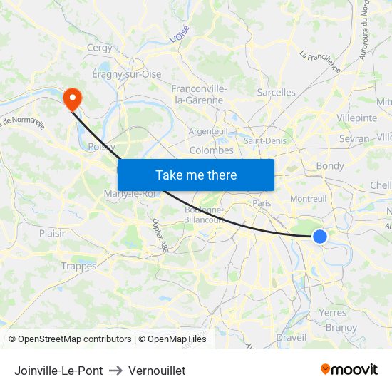 Joinville-Le-Pont to Vernouillet map