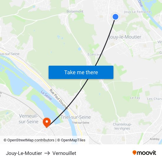 Jouy-Le-Moutier to Vernouillet map