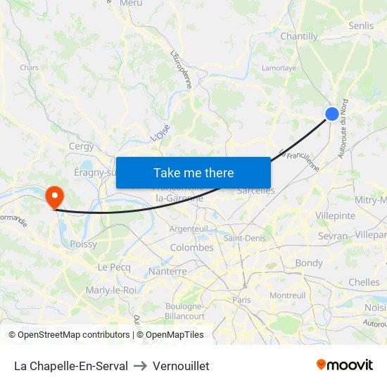 La Chapelle-En-Serval to Vernouillet map