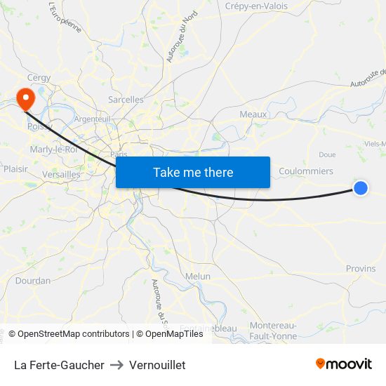 La Ferte-Gaucher to Vernouillet map