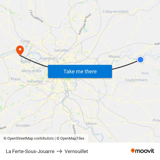 La Ferte-Sous-Jouarre to Vernouillet map