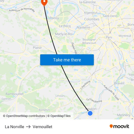 La Norville to Vernouillet map