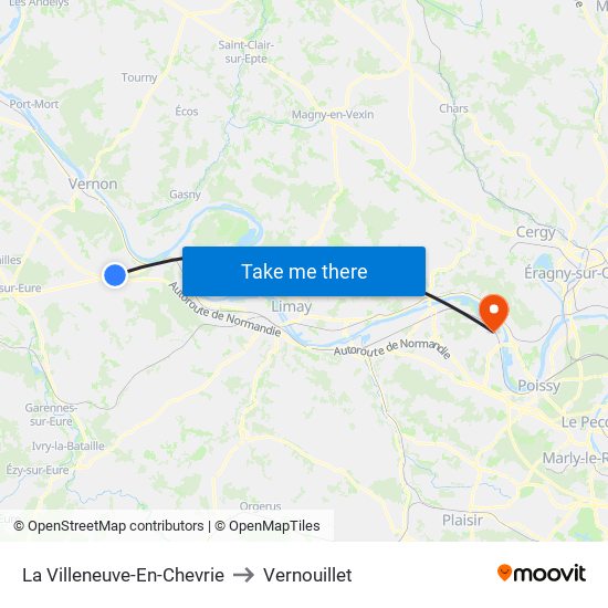 La Villeneuve-En-Chevrie to Vernouillet map