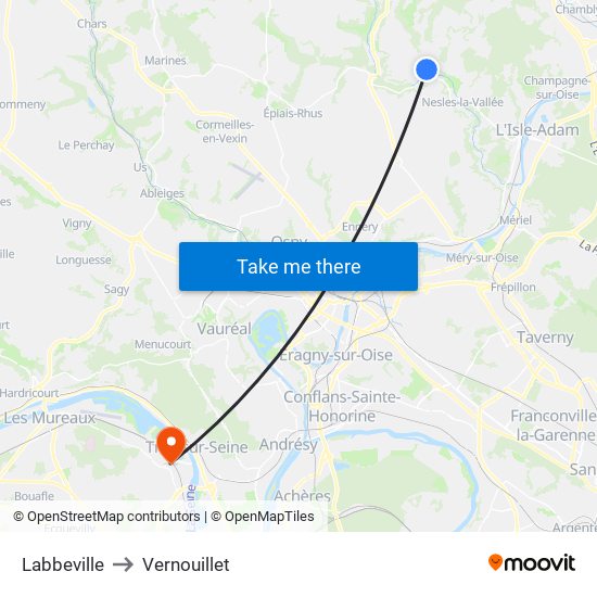 Labbeville to Vernouillet map